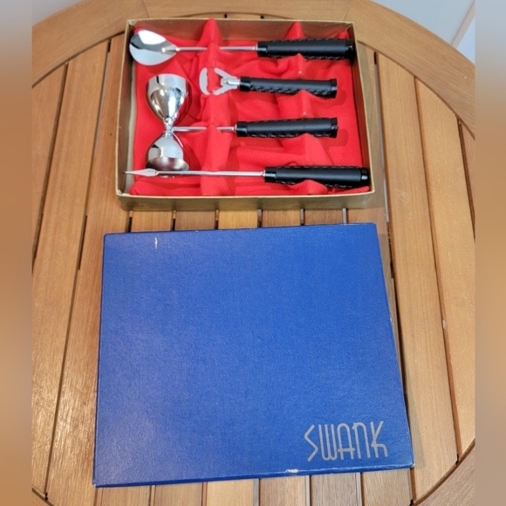 Vintage Swank Retro Mid Century Cocktail‎ Chrome Shetland Bar Ware Set - Picture 2 of 6